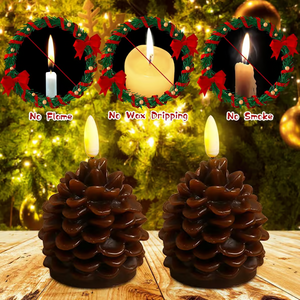 🎅2024 Christmas Promos🔥Flameless Pinecone Candles Battery Operated