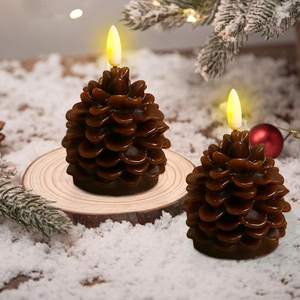 🎅2024 Christmas Promos🔥Flameless Pinecone Candles Battery Operated