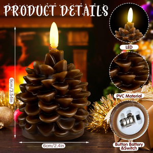 🎅2024 Christmas Promos🔥Flameless Pinecone Candles Battery Operated