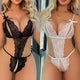Deep V Lace Spaghetti Straps Backless Bodysuit